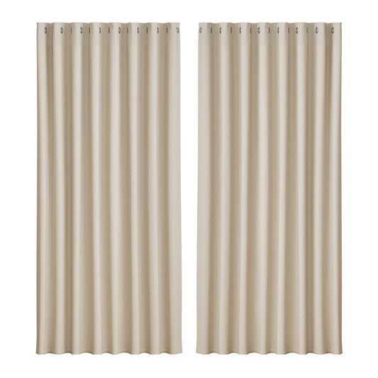 Artiss 2X Blockout Curtains Blackout Window Curtain Eyelet 300x230cm Beige | Auzzi Store