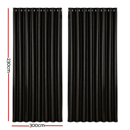 Artiss 2X Blockout Curtains Blackout Window Curtain Eyelet 300x230cm Black | Auzzi Store