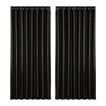 Artiss 2X Blockout Curtains Blackout Window Curtain Eyelet 300x230cm Black | Auzzi Store