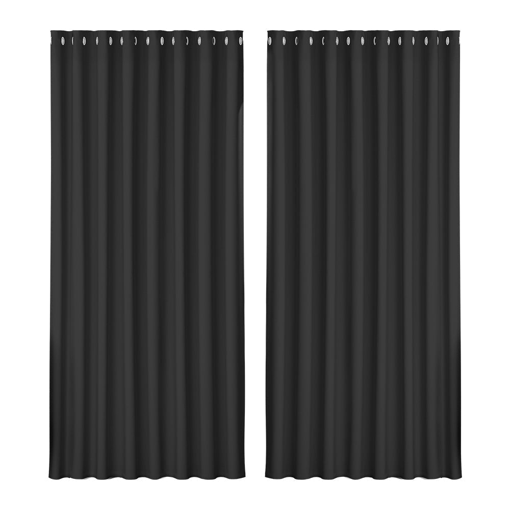 Artiss 2X Blockout Curtains Blackout Window Curtain Eyelet 300x230cm Black | Auzzi Store