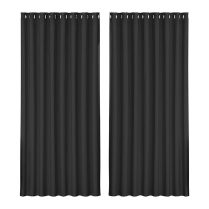Artiss 2X Blockout Curtains Blackout Window Curtain Eyelet 300x230cm Black | Auzzi Store