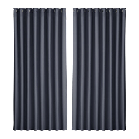 Artiss 2X Blockout Curtains Blackout Window Curtain Eyelet 300x230cm Charcoal | Auzzi Store