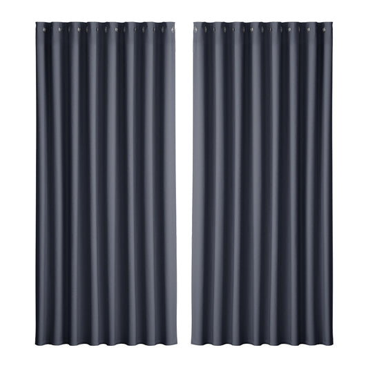 Artiss 2X Blockout Curtains Blackout Window Curtain Eyelet 300x230cm Charcoal | Auzzi Store