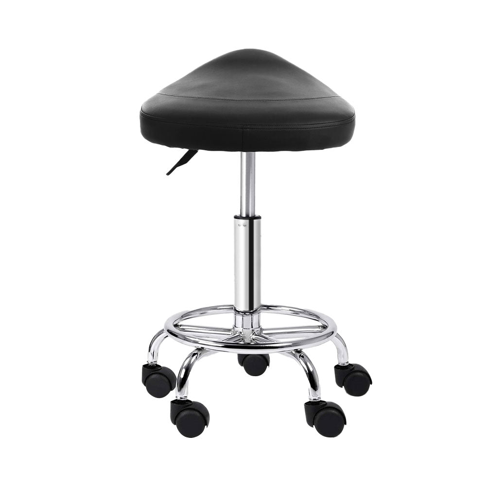 Artiss 2X Saddle Salon Stool Swivel Barber Hair Dress Chair Hydraulic Lift Black | Auzzi Store