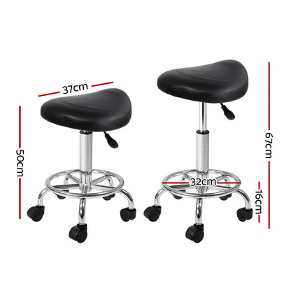 Artiss 2X Saddle Salon Stool Swivel Barber Hair Dress Chair Hydraulic Lift Black | Auzzi Store