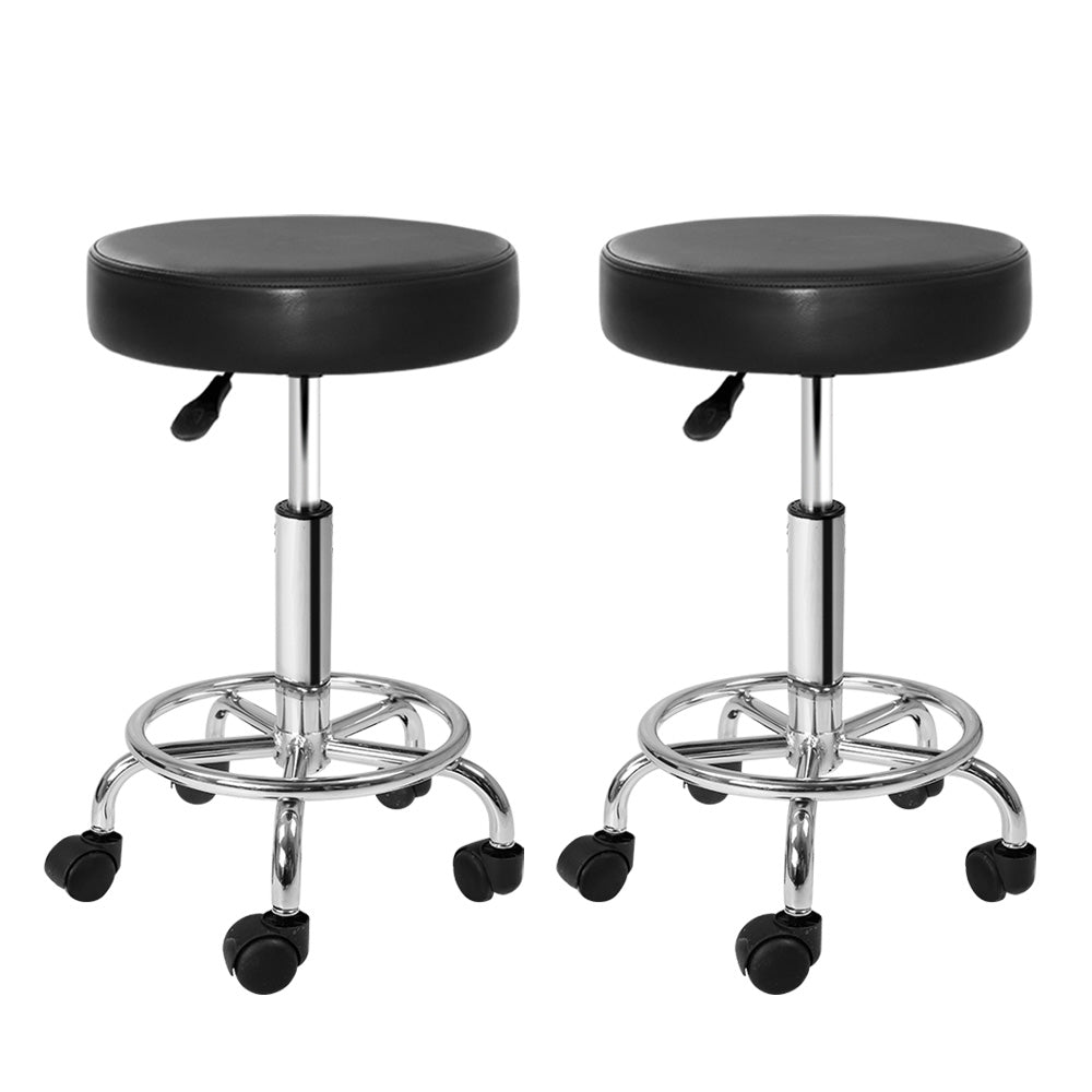 Artiss 2X Salon Stool Round Swivel Barber Hair Bar Stools Hydraulic Lift Black | Auzzi Store