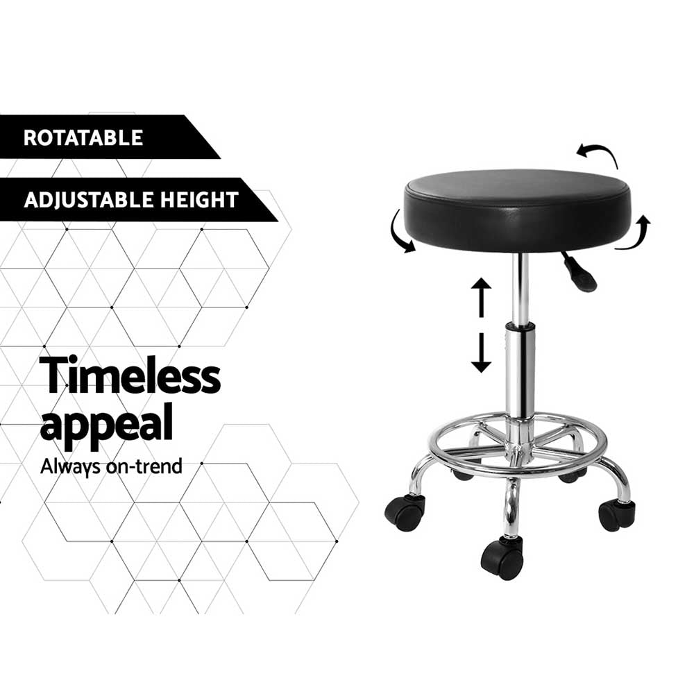 Artiss 2X Salon Stool Round Swivel Barber Hair Bar Stools Hydraulic Lift Black | Auzzi Store