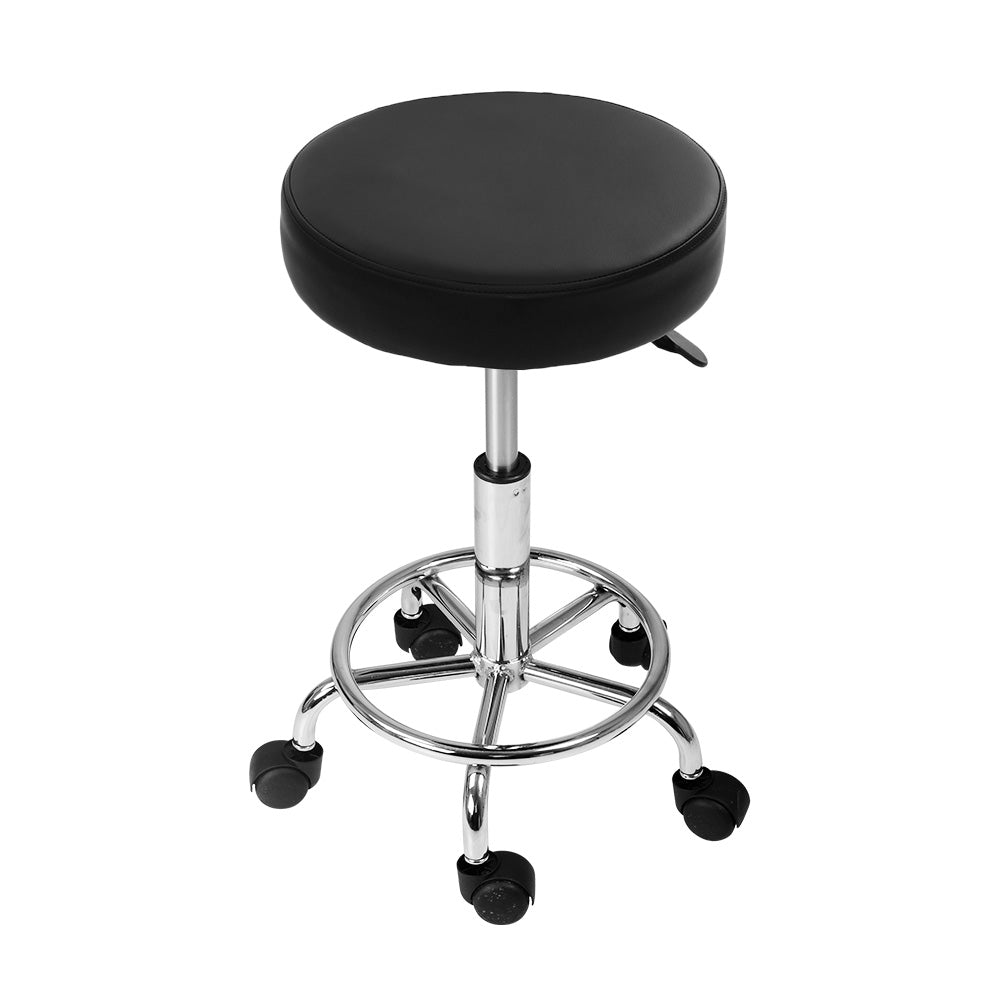 Artiss 2X Salon Stool Round Swivel Barber Hair Bar Stools Hydraulic Lift Black | Auzzi Store