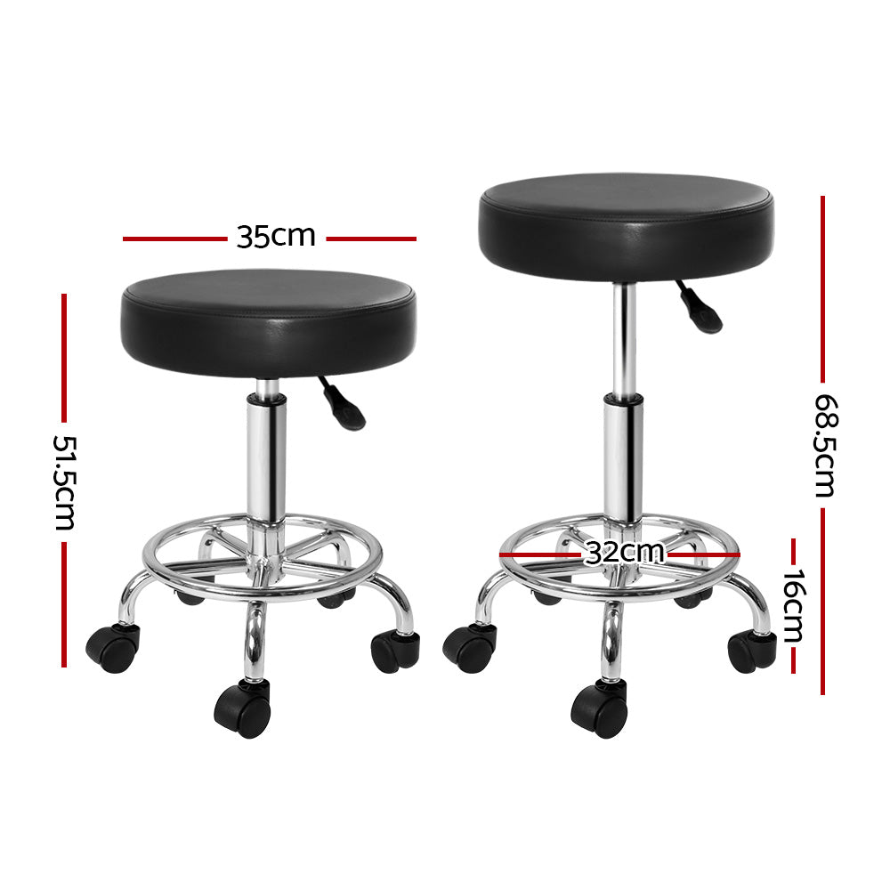 Artiss 2X Salon Stool Round Swivel Barber Hair Bar Stools Hydraulic Lift Black | Auzzi Store