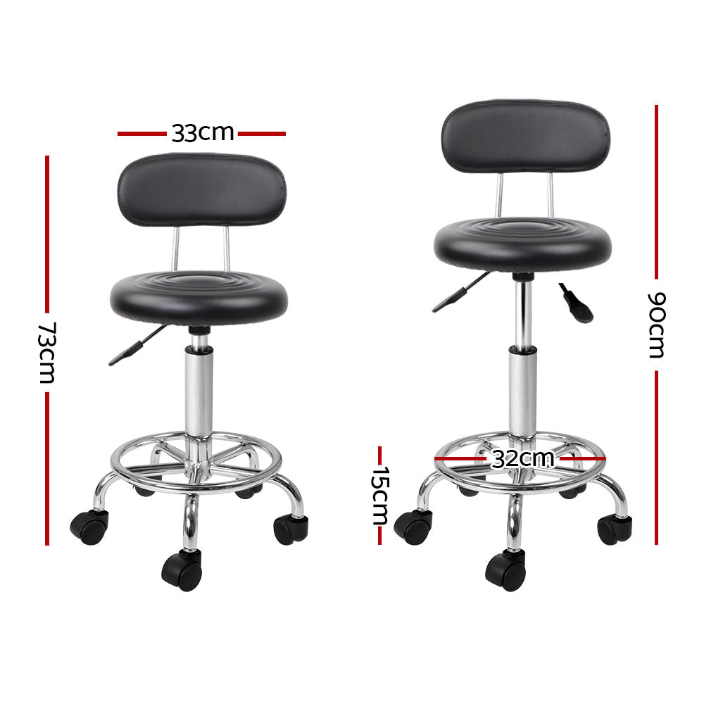 Artiss 2X Salon Stool Swivel Backrest Chair Barber Hairdressing Hydraulic Height | Auzzi Store