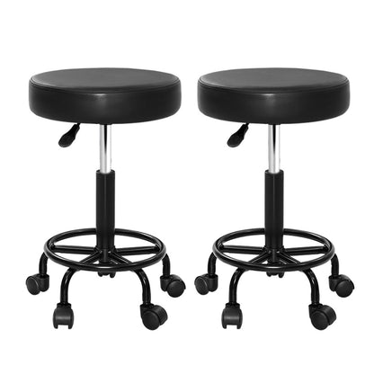 Artiss 2X Salon Stool Swivel Round Barber Hair Bar Stools Hydraulic Lift Black | Auzzi Store