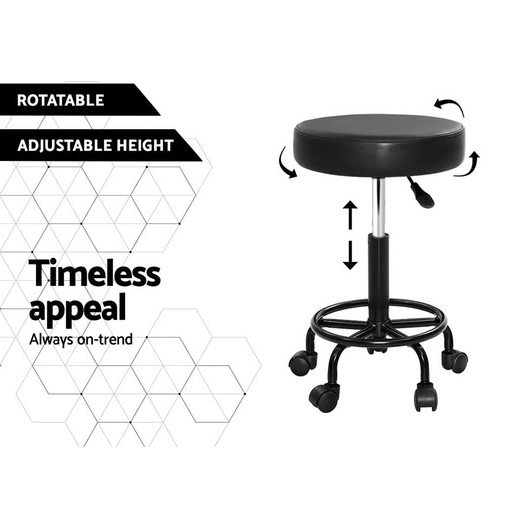 Artiss 2X Salon Stool Swivel Round Barber Hair Bar Stools Hydraulic Lift Black | Auzzi Store