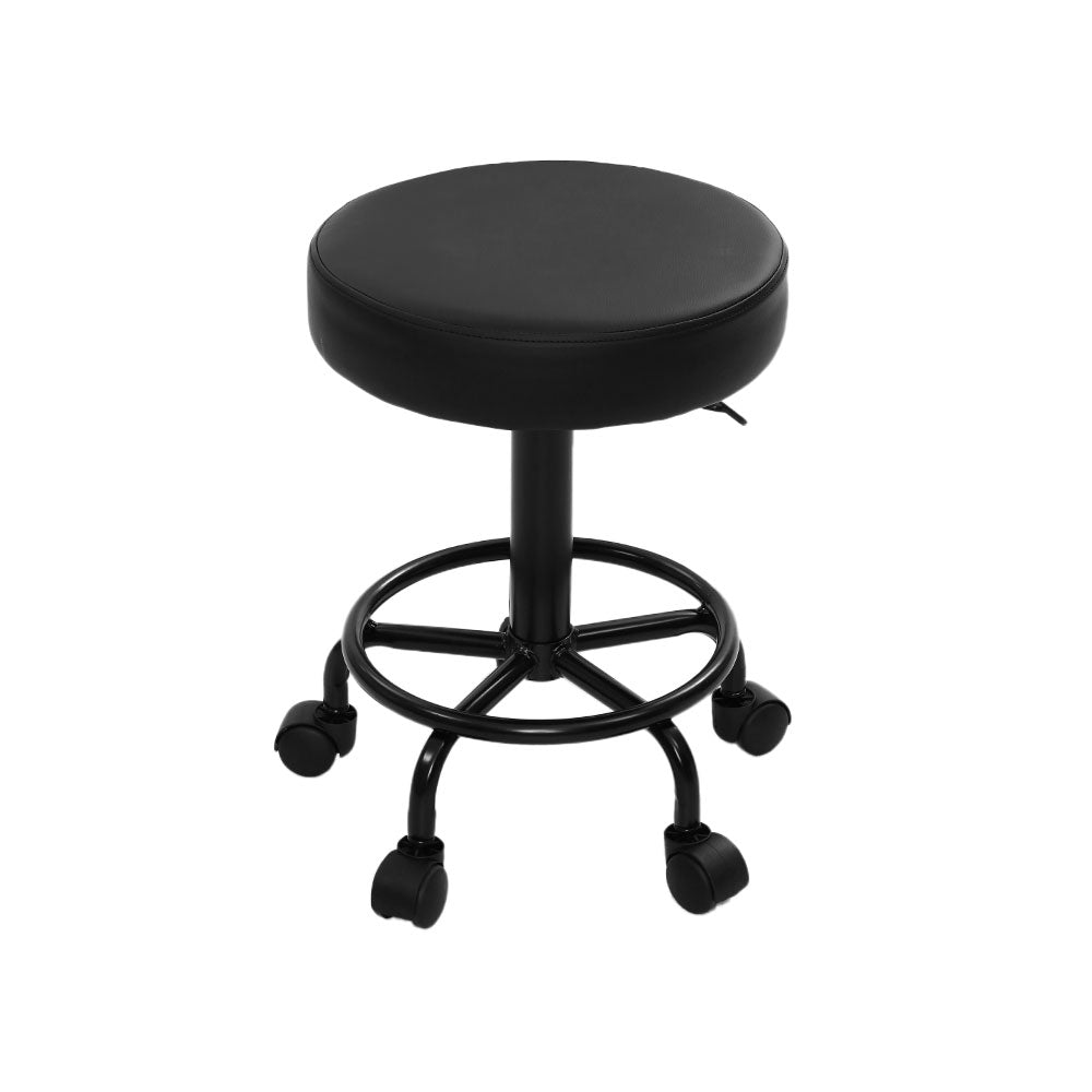 Artiss 2X Salon Stool Swivel Round Barber Hair Bar Stools Hydraulic Lift Black | Auzzi Store