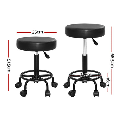 Artiss 2X Salon Stool Swivel Round Barber Hair Bar Stools Hydraulic Lift Black | Auzzi Store