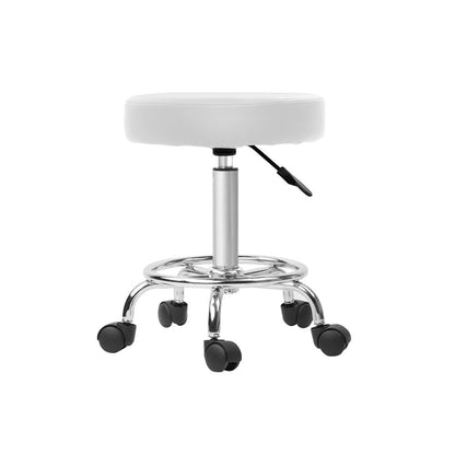 Artiss 2X Salon Stool Swivel Round Barber Hair Bar Stools Hydraulic Lift White | Auzzi Store