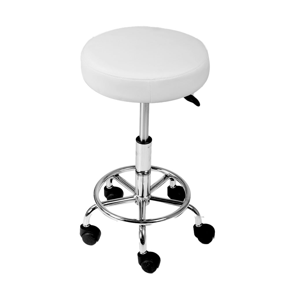 Artiss 2X Salon Stool Swivel Round Barber Hair Bar Stools Hydraulic Lift White | Auzzi Store