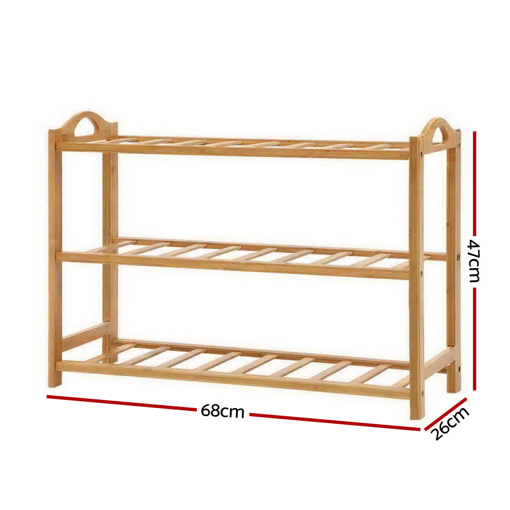 Artiss 3 Tiers Bamboo Shoe Rack Storage Organiser Wooden Shelf Stand Shelves | Auzzi Store