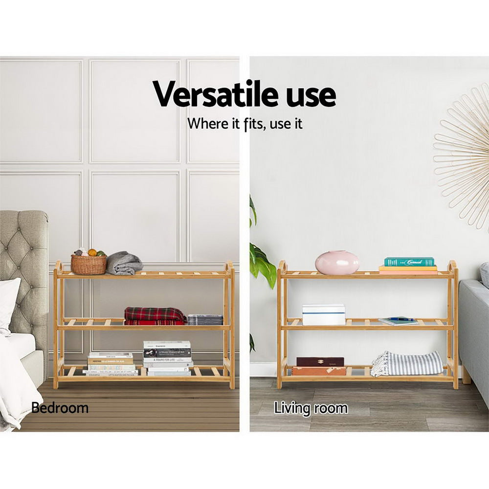 Artiss 3 Tiers Bamboo Shoe Rack Storage Organiser Wooden Shelf Stand Shelves | Auzzi Store