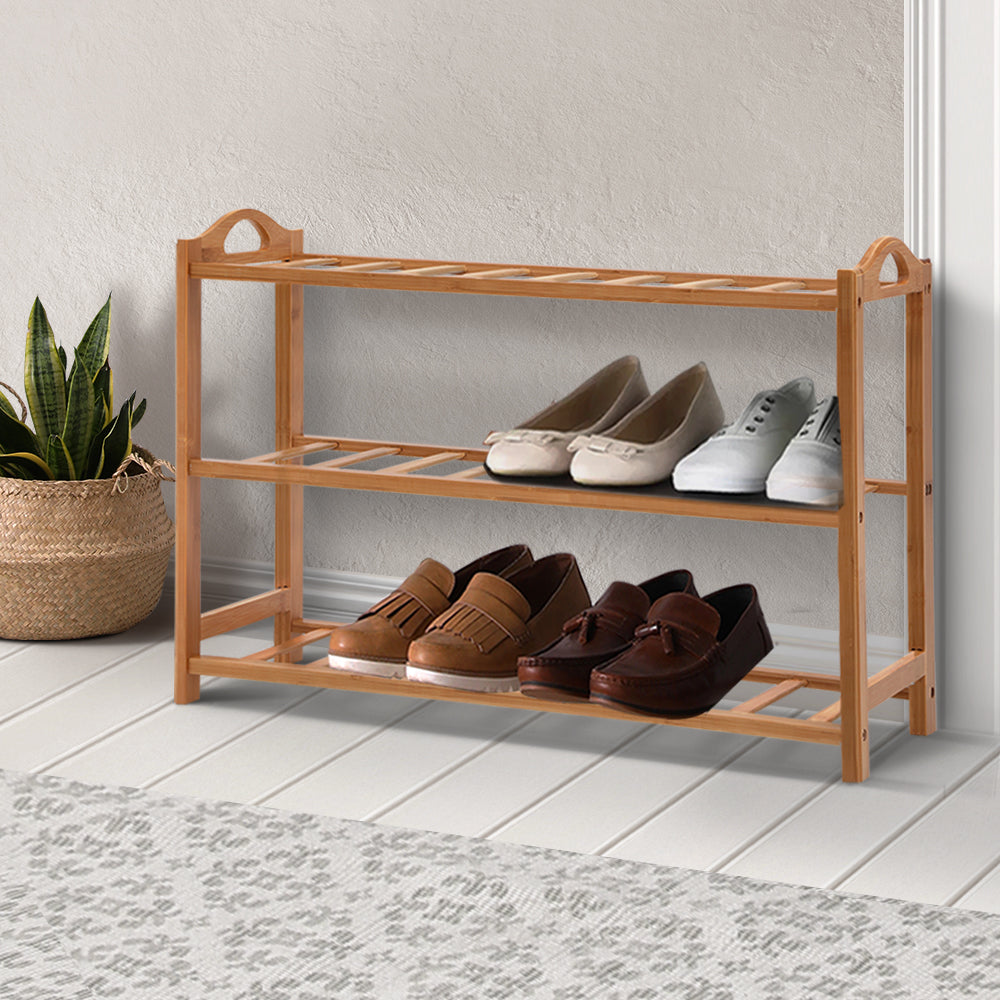 Artiss 3 Tiers Bamboo Shoe Rack Storage Organiser Wooden Shelf Stand Shelves | Auzzi Store