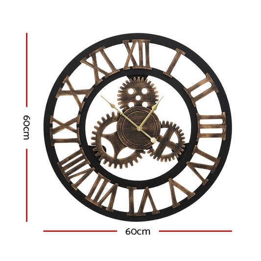 Artiss 60CM Wall Clock Modern Large Vintage Luxury Art Clock Home Decor Black | Auzzi Store