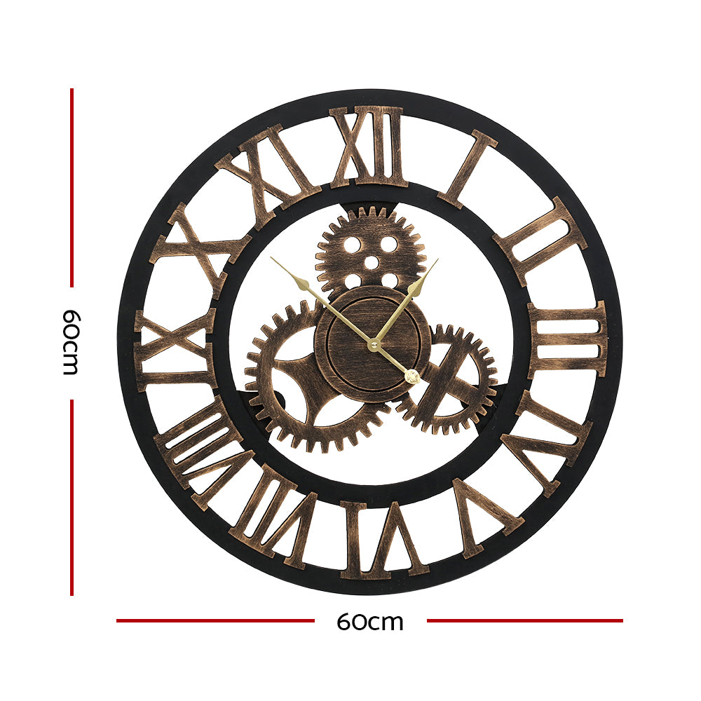 Artiss 60CM Wall Clock Modern Large Vintage Luxury Art Clock Home Decor Black | Auzzi Store