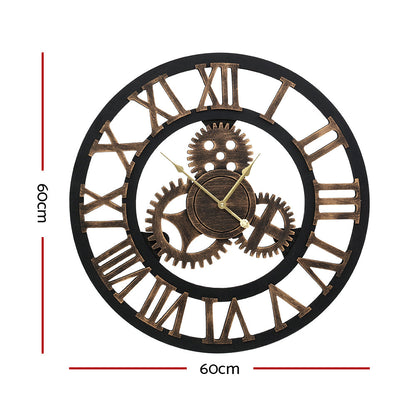 Artiss 60CM Wall Clock Modern Large Vintage Luxury Art Clock Home Decor Black | Auzzi Store