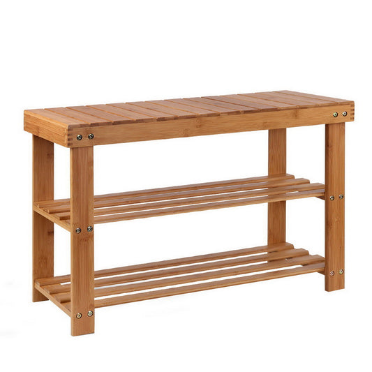 Artiss Bamboo Shoe Rack Wooden Seat Bench Organiser Shelf Stool | Auzzi Store