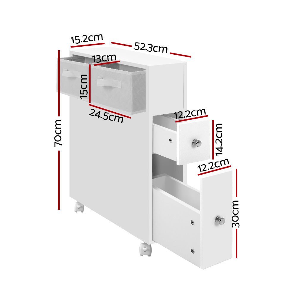 Artiss Bathroom Cabinet Toilet Storage Caddy Holder w/ Wheels | Auzzi Store