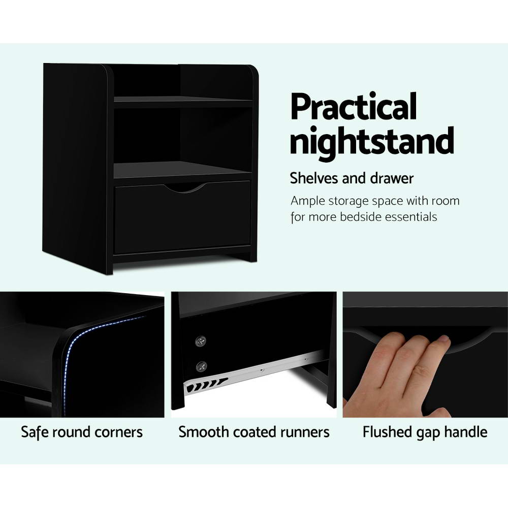 Artiss Bedside Table Drawer - Black | Auzzi Store