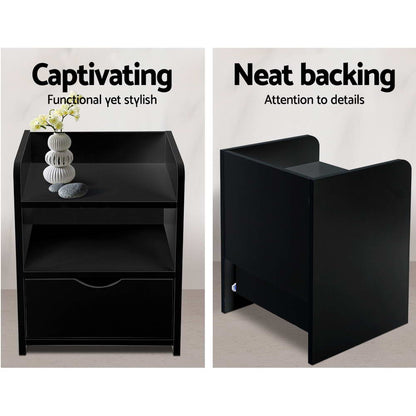 Artiss Bedside Table Drawer - Black | Auzzi Store