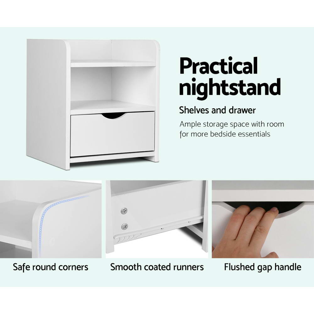 Artiss Bedside Table Drawer - White | Auzzi Store