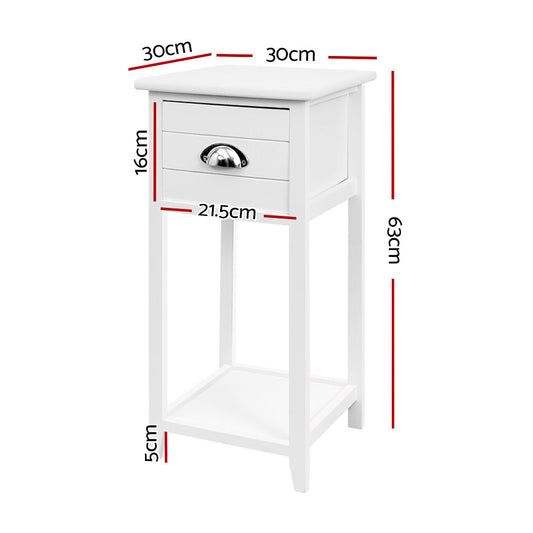 Artiss Bedside Table Nightstand Drawer Storage Cabinet Lamp Side Shelf White | Auzzi Store
