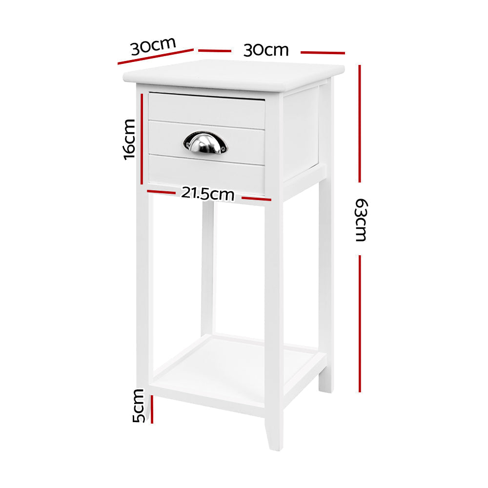 Artiss Bedside Table Nightstand Drawer Storage Cabinet Lamp Side Shelf White | Auzzi Store