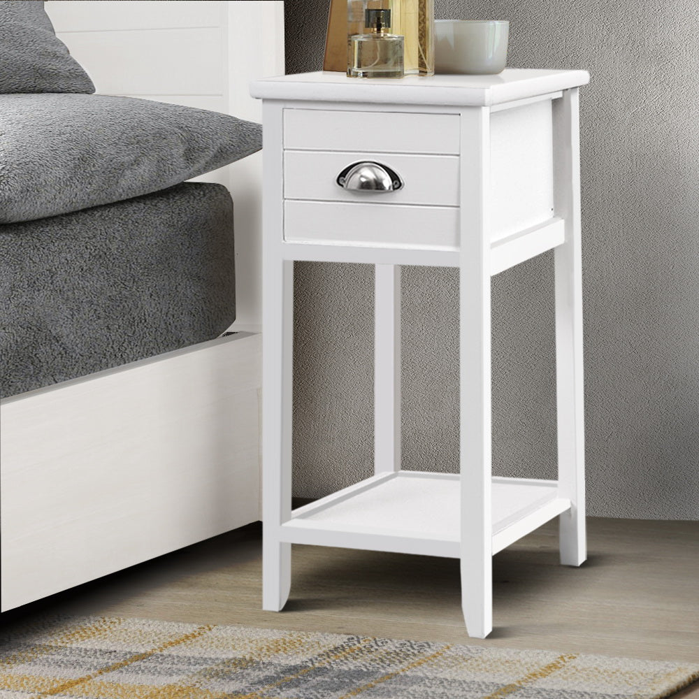 Artiss Bedside Table Nightstand Drawer Storage Cabinet Lamp Side Shelf White | Auzzi Store