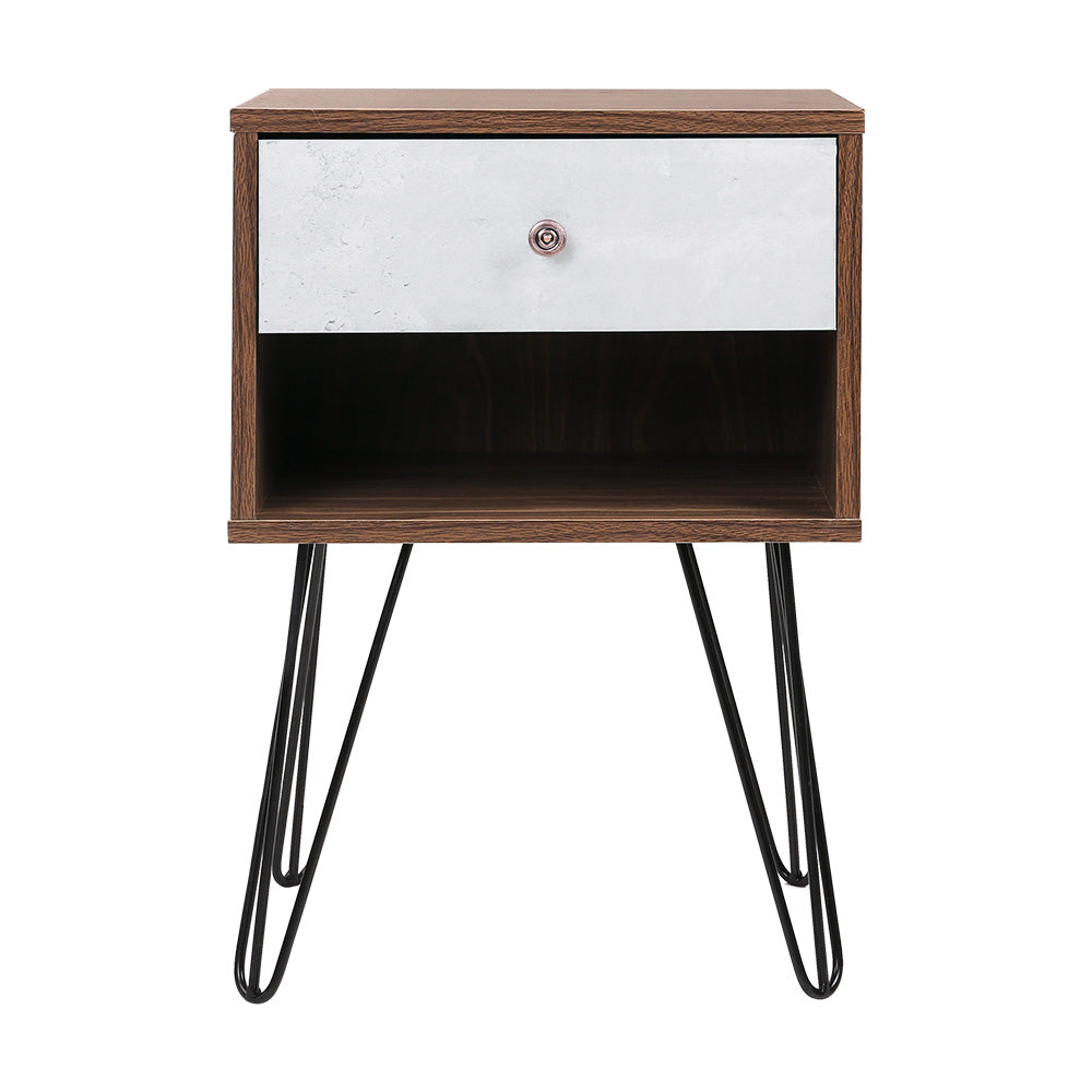 Artiss Bedside Table with Drawer - Grey & Walnut | Auzzi Store