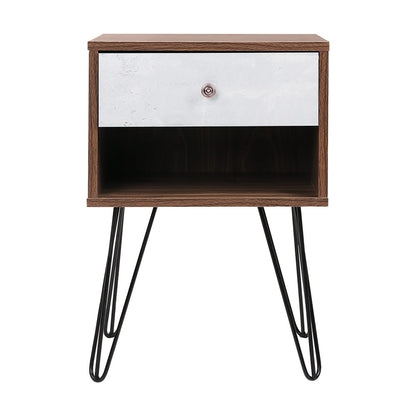 Artiss Bedside Table with Drawer - Grey & Walnut | Auzzi Store