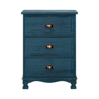 Artiss Bedside Tables Drawers Side Table Cabinet Vintage Blue Storage Nightstand | Auzzi Store