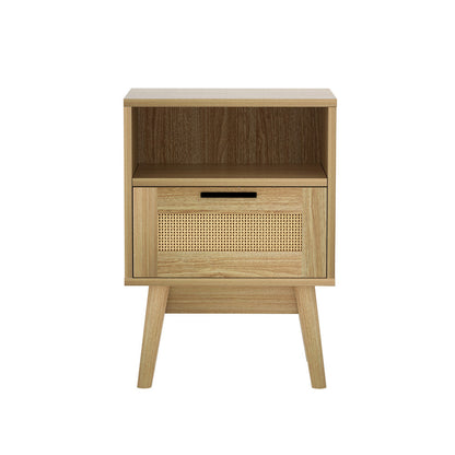 Artiss Bedside Tables Rattan Drawers Side Table Nightstand Storage Cabinet Wood | Auzzi Store