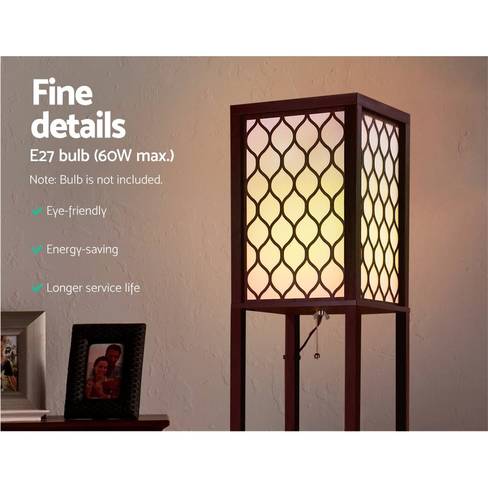 Artiss Floor Lamp LED Storage Shelf Standing Vintage Wood Light Reading Bedroom | Auzzi Store