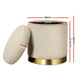 Artiss Foot Stool Storage Ottoman Round Velvet Foot Rest Pouffe Seat Footstool | Auzzi Store