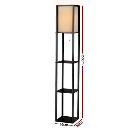 Artiss Led Floor Lamp Shelf Vintage Wood Standing Light Reading Storage Bedroom | Auzzi Store