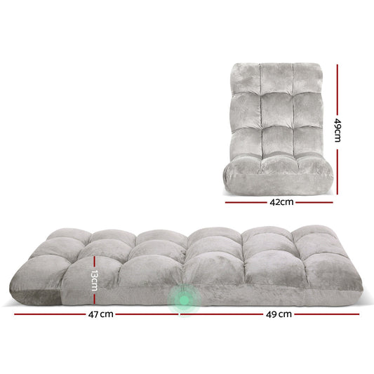 Artiss Lounge Sofa Floor Recliner Futon Chaise Folding Couch Grey | Auzzi Store