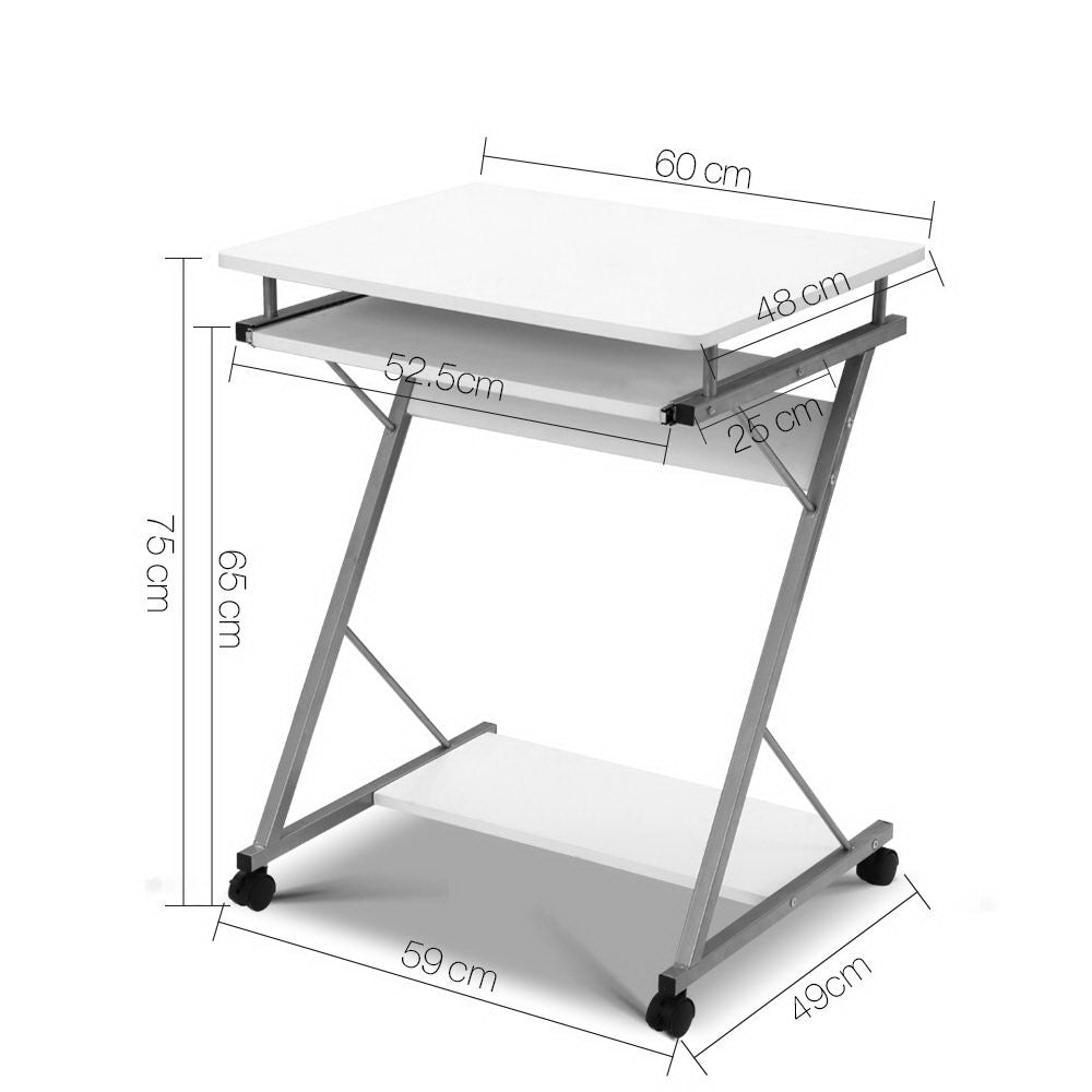 Artiss Metal Pull Out Table Desk - White | Auzzi Store