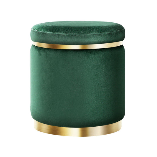 Artiss Ottoman Round Velvet Foot Stool Foot Rest Pouffe Padded Seat Pouf Green | Auzzi Store