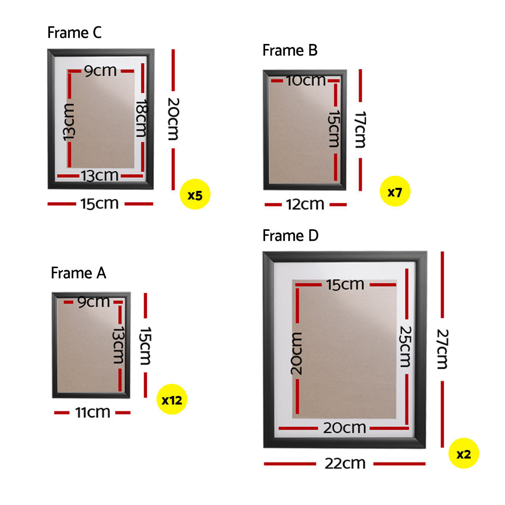 Artiss Photo Frames 26PCS  8x10in 5x7in 4x6in 3.5x5in Hanging Wall Frame Black | Auzzi Store