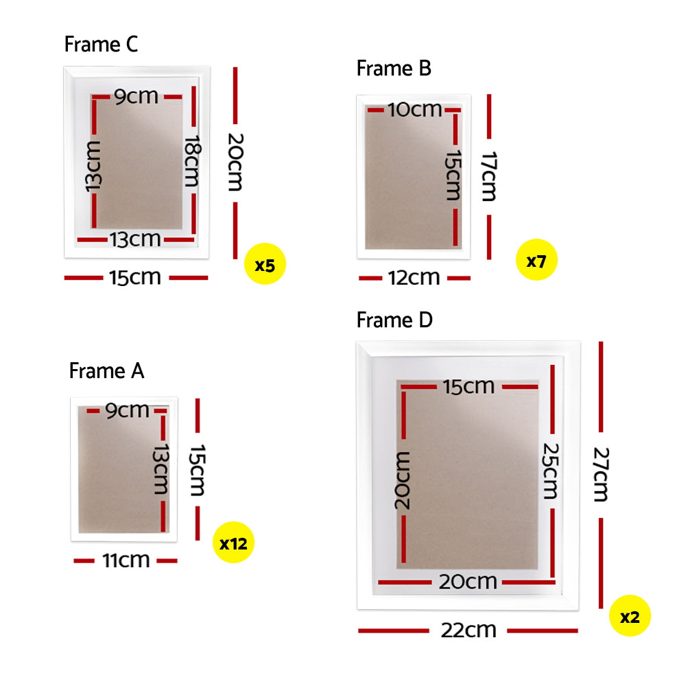 Artiss Photo Frames 26PCS  8x10in 5x7in 4x6in 3.5x5in Hanging Wall Frame White | Auzzi Store