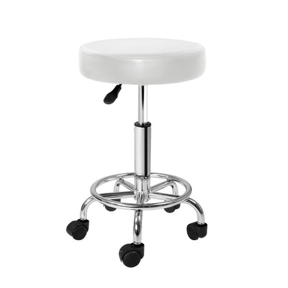 Artiss Round Chair Stools Salon Stool White Swivel Beauty Barber Hairdressing | Auzzi Store