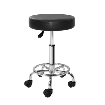 Artiss Round Salon Stool Black PU Swivel Barber Hair Dress Chair Hydraulic Lift | Auzzi Store