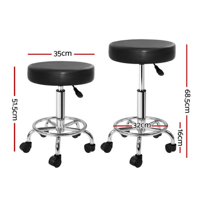 Artiss Round Salon Stool Black PU Swivel Barber Hair Dress Chair Hydraulic Lift | Auzzi Store