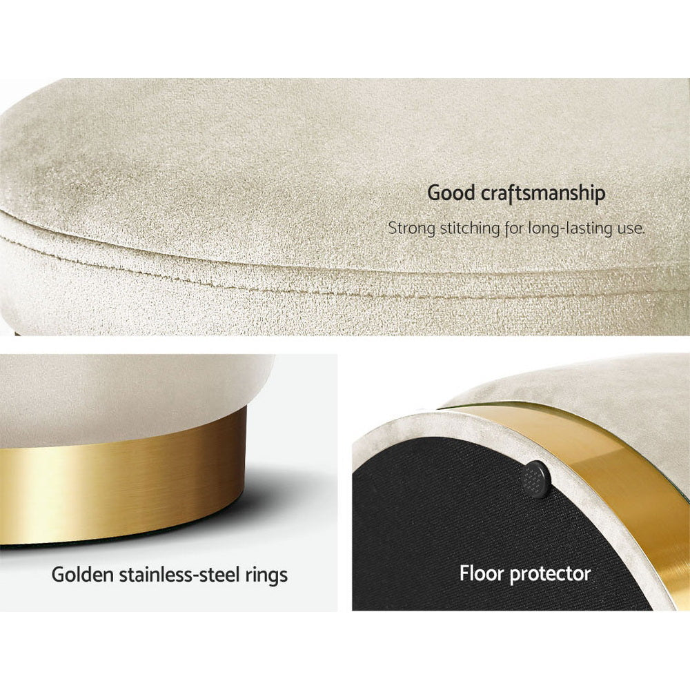 Artiss Round Velvet Foot Stool Ottoman Foot Rest Pouffe Padded Seat Footstool | Auzzi Store